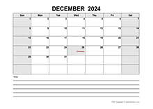 Blank December 2024 Calendar PDF