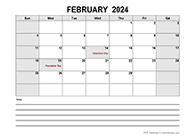 Blank February 2024 Calendar PDF