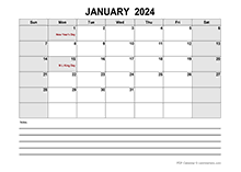 Blank January 2024 Calendar PDF