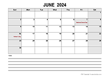 Blank June 2024 Calendar PDF