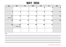 Blank May 2024 Calendar PDF