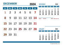 December 2024 Excel Calendar with Holidays