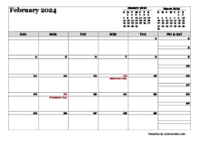 February 2024 Calendar Word
