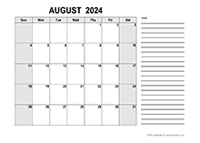 Free Printable August 2024 Calendar PDF