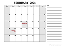 Free Printable February 2024 Calendar PDF