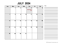 Free Printable July 2024 Calendar PDF