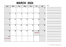 Free Printable March 2024 Calendar PDF