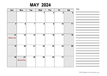 Free Printable May 2024 Calendar PDF