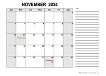 Free Printable November 2024 Calendar PDF