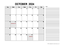 Free Printable October 2024 Calendar PDF