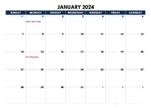 January 2024 Blank Calendar