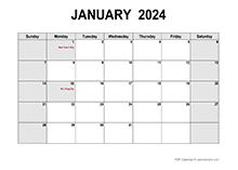 January 2024 PDF Calendar
