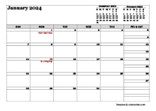 January 2024 Calendar Word