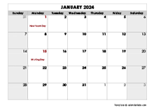 January 2024 Printable Calendar