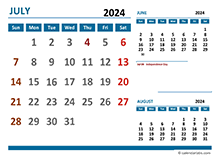 July 2024 Excel Calendar with Holidays