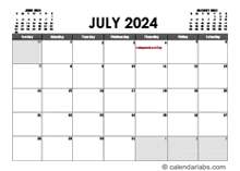 July 2024 Calendar Excel