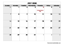 July 2024 Calendar with Holidays | CalendarLabs