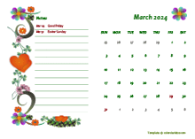 March 2024 Calendar Dates