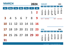 March 2024 Excel Calendar with Holidays