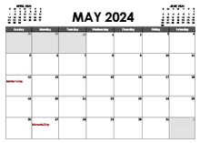 May 2024 Calendar Excel