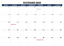 November 2024 Blank Calendar
