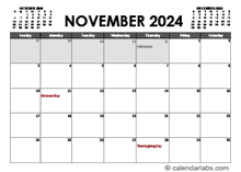 November 2024 Calendar | CalendarLabs