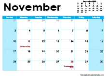 November 2024 Calendar with Holidays