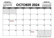 October 2024 Calendar Excel