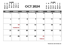 October 2024 Calendar Free Printable