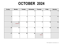 October 2024 PDF Calendar