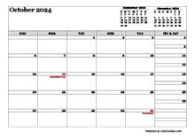 October 2024 Calendar Word