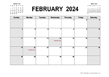 Printable February 2024 Calendar PDF