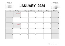 Printable January 2024 Calendar PDF