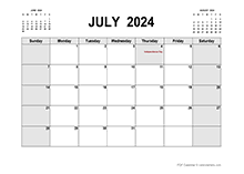 Printable July 2024 Calendar PDF