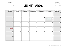 Printable June 2024 Calendar PDF