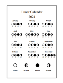 Printable Lunar Calendar 2024