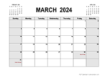 Printable March 2024 Calendar PDF