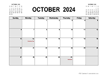 Printable October 2024 Calendar PDF