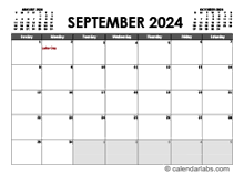 September 2024 Calendar Excel