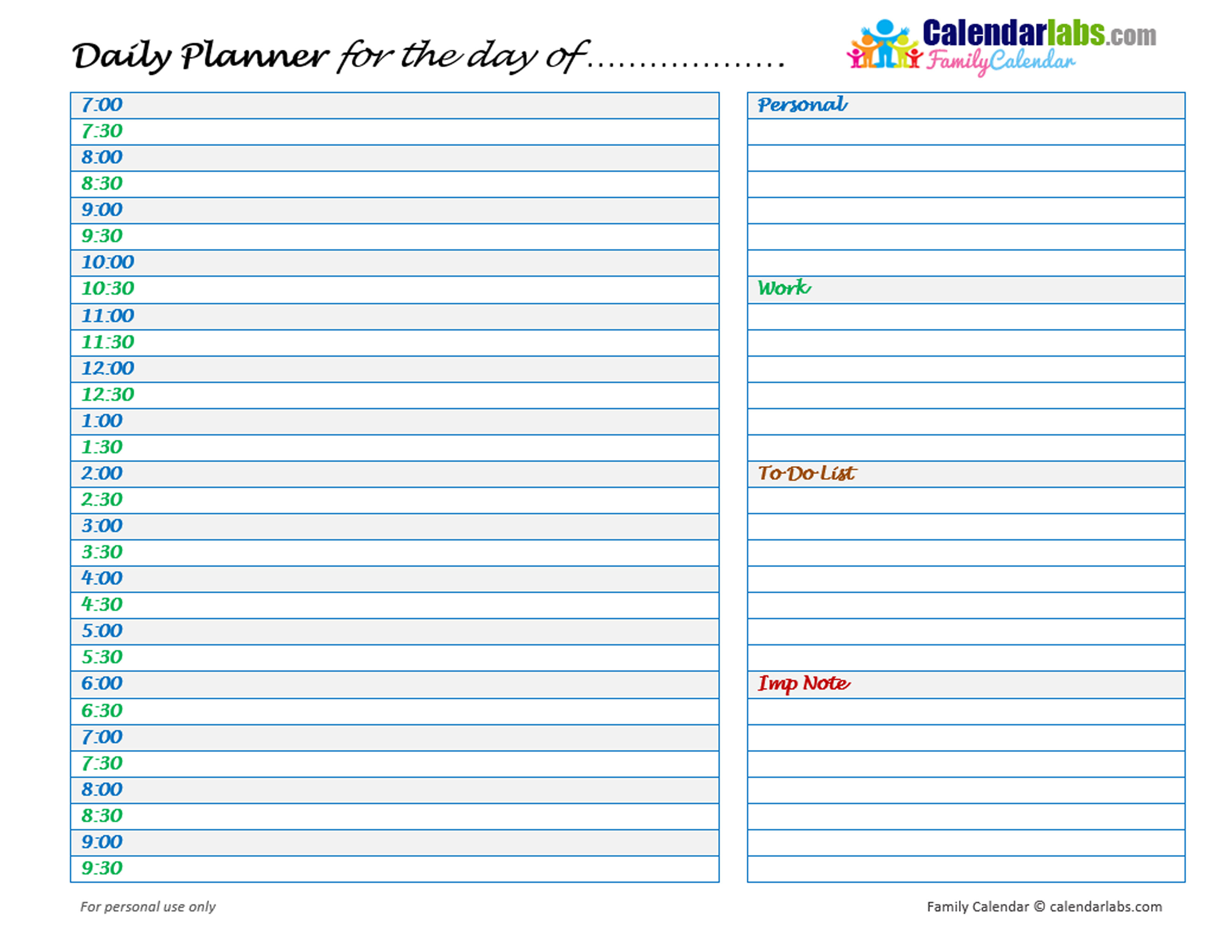 2025 Family Daily Planner Free Printable Templates