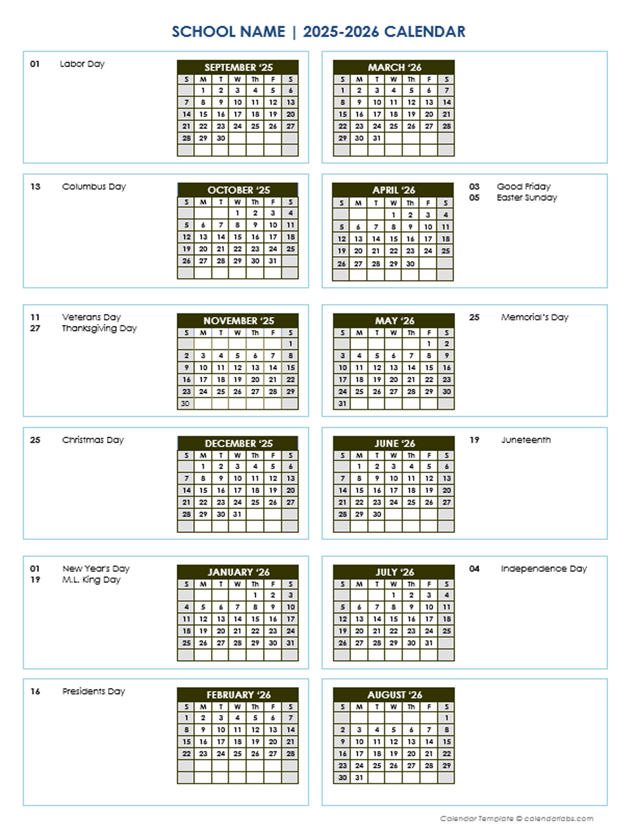 2025 Vertical Yearly SepAug Calendar Free Printable Templates