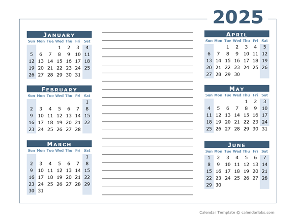 2025 Blank Two Page Calendar Template For 2025 - Free Printable Templates