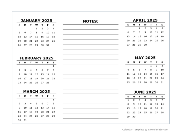 2 Page Yearly Calendar Template 2025 - Free Printable Templates