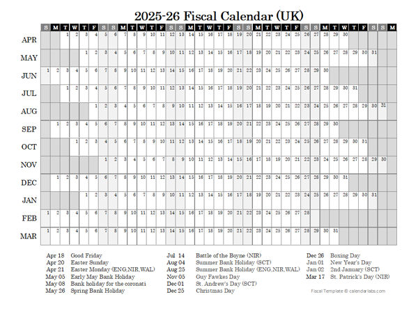 2025-26 Fiscal Calendar Year