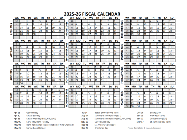 2025 Fiscal Calendar Template Starts At April