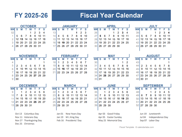 2025-2026 Fiscal Planner US