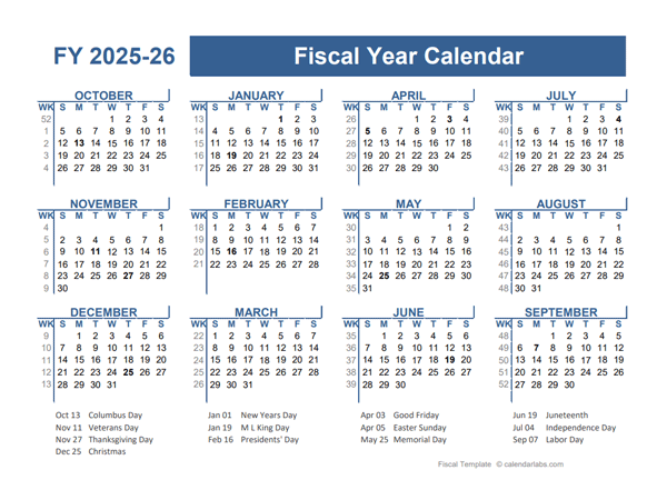 2025-2026 Fiscal Planner US - Free Printable Templates
