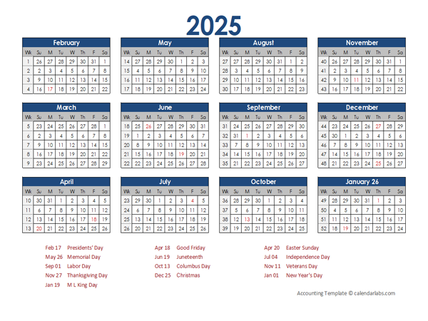 2025 Accounting Calendar 4 5 4 Free Printable Templates