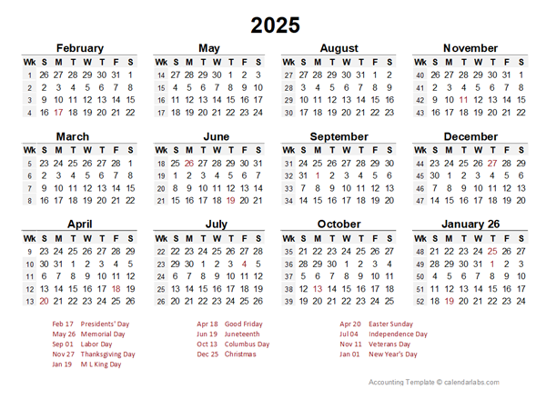 2025 Accounting Period Calendar 4-4-5