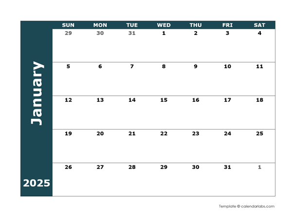 2025 Monthly Blank Calendar Free Printable Templates